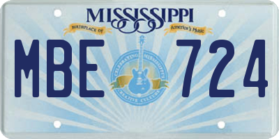 MS license plate MBE724