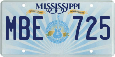 MS license plate MBE725