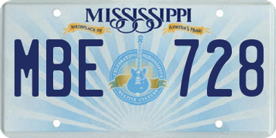 MS license plate MBE728
