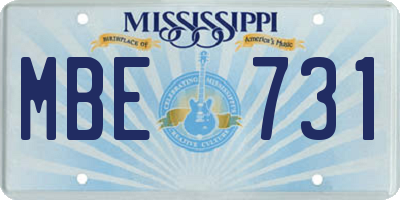 MS license plate MBE731