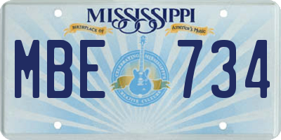 MS license plate MBE734