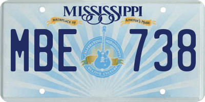 MS license plate MBE738