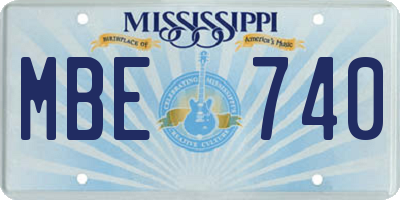 MS license plate MBE740