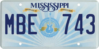 MS license plate MBE743