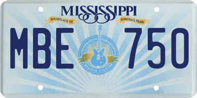 MS license plate MBE750