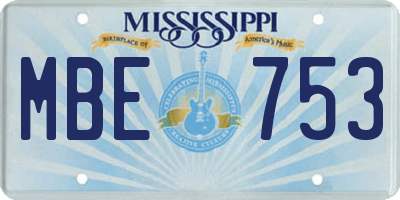 MS license plate MBE753