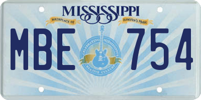 MS license plate MBE754