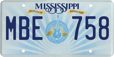 MS license plate MBE758