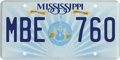 MS license plate MBE760
