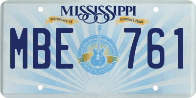 MS license plate MBE761