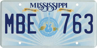 MS license plate MBE763