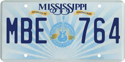 MS license plate MBE764
