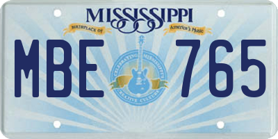 MS license plate MBE765
