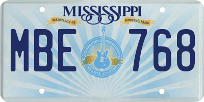 MS license plate MBE768