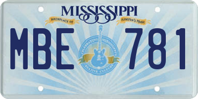 MS license plate MBE781