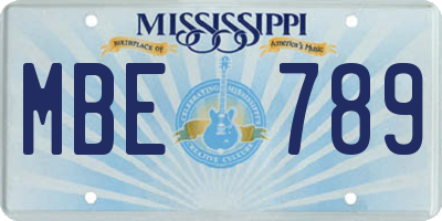 MS license plate MBE789