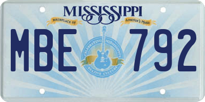 MS license plate MBE792