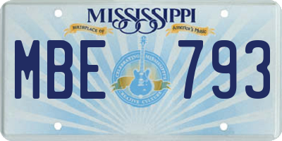 MS license plate MBE793