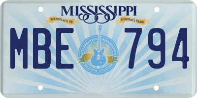 MS license plate MBE794