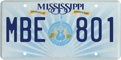 MS license plate MBE801