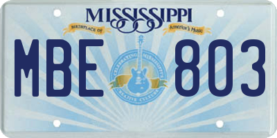 MS license plate MBE803