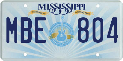 MS license plate MBE804