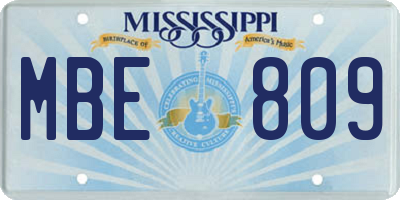 MS license plate MBE809