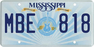 MS license plate MBE818