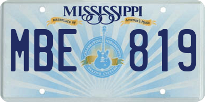 MS license plate MBE819