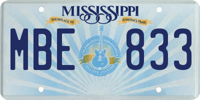 MS license plate MBE833