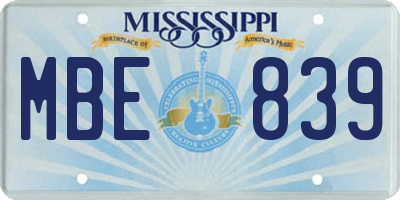 MS license plate MBE839