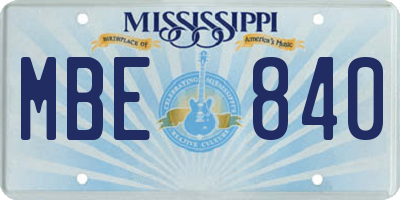 MS license plate MBE840