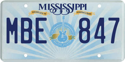 MS license plate MBE847
