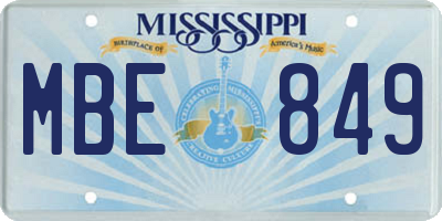 MS license plate MBE849