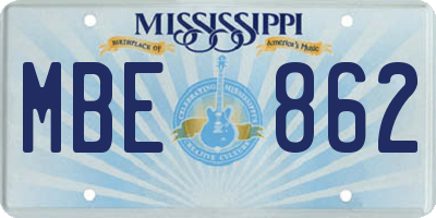 MS license plate MBE862