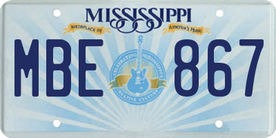 MS license plate MBE867