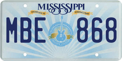 MS license plate MBE868