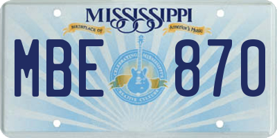 MS license plate MBE870