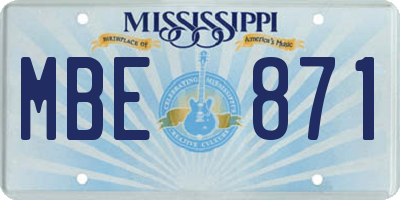 MS license plate MBE871