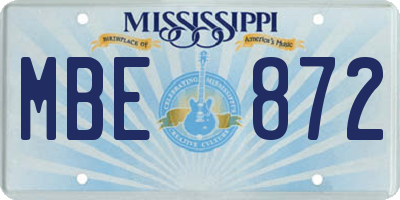 MS license plate MBE872