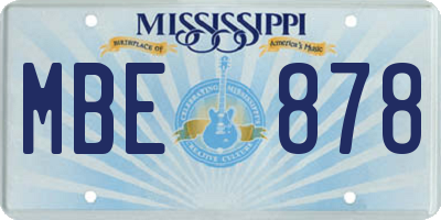 MS license plate MBE878
