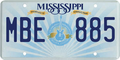 MS license plate MBE885