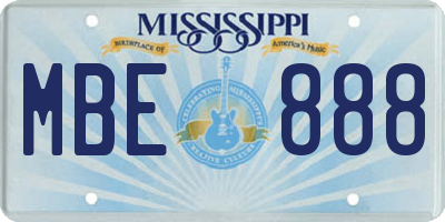 MS license plate MBE888