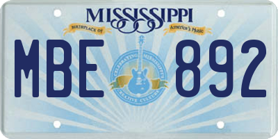 MS license plate MBE892