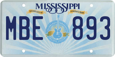 MS license plate MBE893
