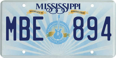 MS license plate MBE894