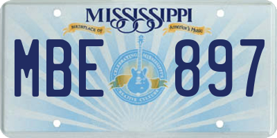MS license plate MBE897