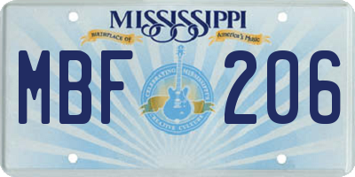 MS license plate MBF206