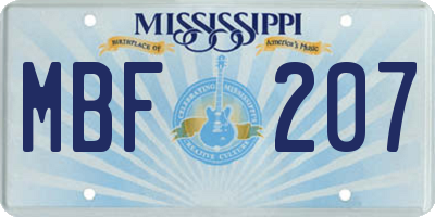 MS license plate MBF207