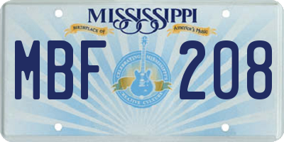 MS license plate MBF208